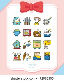 icon set kitchen vector