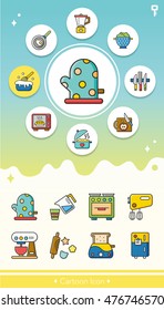 icon set kitchen vector