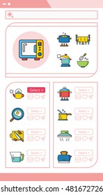 icon set kitchen vector