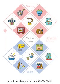icon set kitchen vector