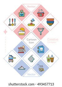 icon set kitchen vector