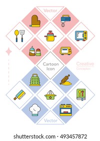 icon set kitchen vector