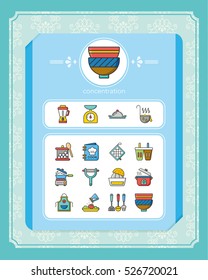 icon set kitchen vector