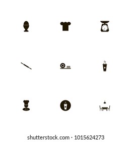 icon set Kitchen with weigher, hat, egg cup and drink
