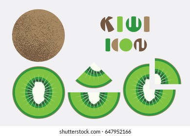 Icon set of kiwi fruit graphic design with circular shape.