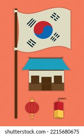icon set of korea concept