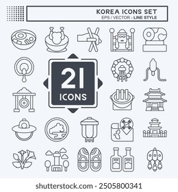 Icon Set Korea. related to Holiday symbol. line style. simple illustration