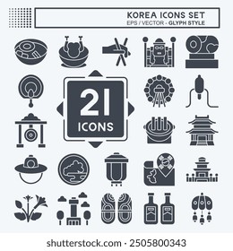 Icon Set Korea. related to Holiday symbol. glyph style. simple illustration