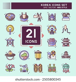 Icon Set Korea. related to Holiday symbol. MBE style. simple illustration
