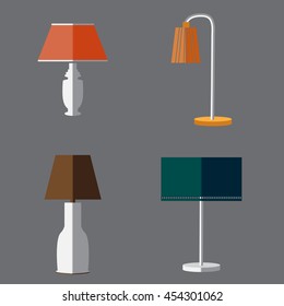 Icon set of Lamps. Modern Flat style. Vector