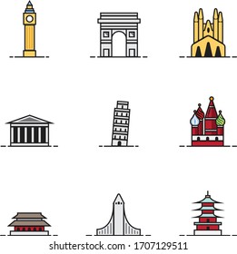 An icon set of landmark building from all around the world.