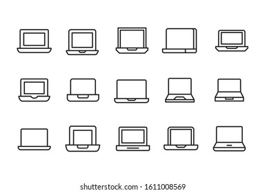 Icon set of laptop. Editable vector pictograms isolated on a white background. Trendy outline symbols for mobile apps and website design. Premium pack of icons in trendy line style.