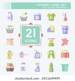 Icon Set Laundry. related to Cleaning symbol. flat style. simple design editable. simple illustration
