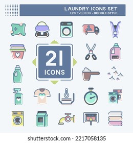 Icon Set Laundry. related to Laundry symbol. doodle style. simple design editable. simple illustration, good for prints