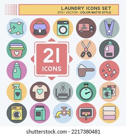 Icon Set Laundry. related to Laundry symbol. color mate style. simple design editable. simple illustration, good for prints