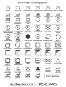 Icon set of laundry symbols