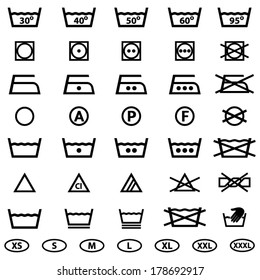 Icon set of laundry symbols