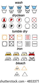 Icon set of laundry symbols