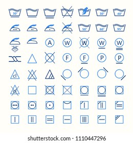Icon set of laundry symbols, vector illustration
