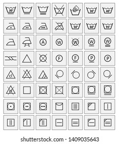 Icon set of laundry symbols, vector illustration