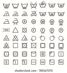 Icon set of laundry symbols, vector illustration