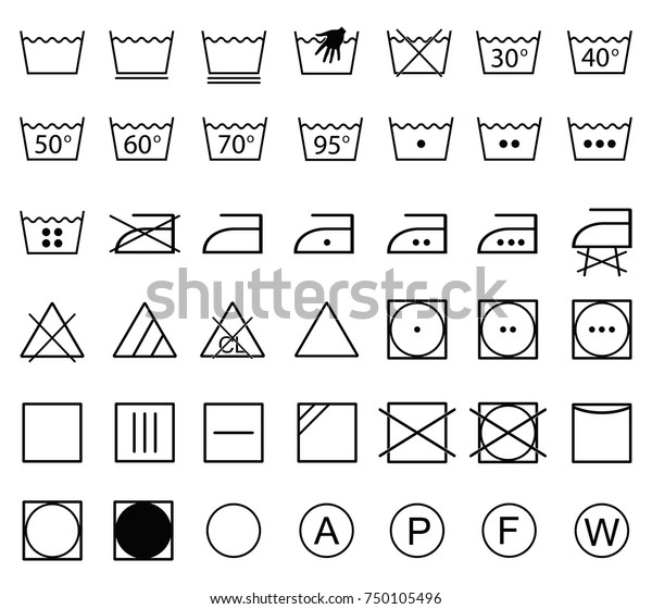 Icon Set Laundry Symbols Vector Illustration Stock Vector (Royalty Free ...