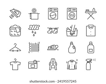 Icon set of laundry, vector illustration