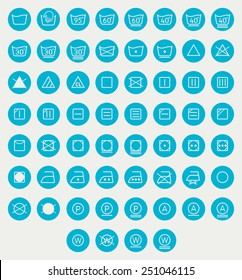 Icon set of laundry, washing symbols isolated on white background. Vector illustration