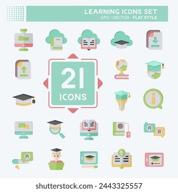 Icon Set Lernen. bezogen auf Bildungs-Symbol. flacher Stil. einfache Design-Illustration