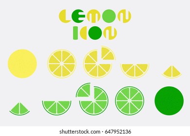 Icon set of lemon graphic design with circular shape.