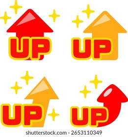 Conjunto de iconos de letras UP y flecha ascendente