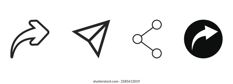 Icon set of link. Link, share link, external link black vector icon set. Isolated symbols on transparent background. Redirecting links button.