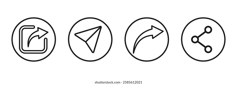 Icon set of link. Link, share link, external link black vector icon set. Isolated symbols on transparent background. Redirecting links button.
