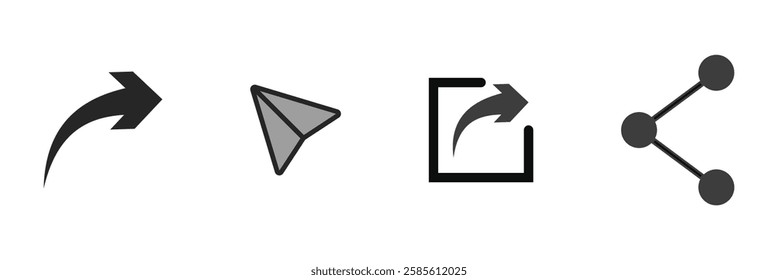 Icon set of link. Link, share link, external link black vector icon set. Isolated symbols on transparent background. Redirecting links button.