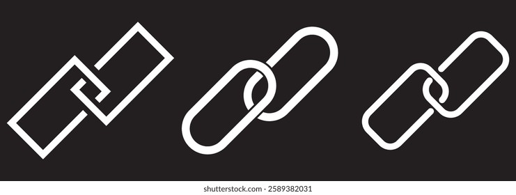 Icon set of link. Link, share link, external link black vector icon set. Isolated symbols on white background. Redirecting links button symbol design eps 10