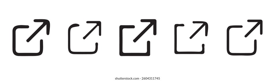 Icon set of link. Link, share link, external link black vector icon set. Web UI design. Vector illustration EPS 10