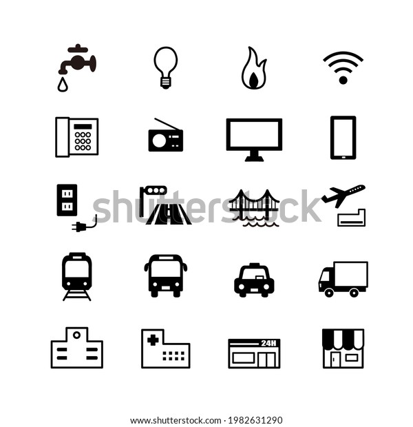 Icon set for living\
infrastructure.
