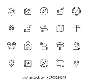 Icon set of location. Editable vector pictograms isolated on a white background. Trendy outline symbols for mobile apps and website design. Premium pack of icons in trendy line style.