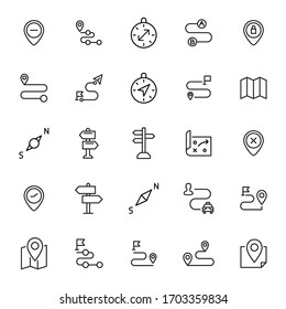 Icon set of location. Editable vector pictograms isolated on a white background. Trendy outline symbols for mobile apps and website design. Premium pack of icons in trendy line style.
