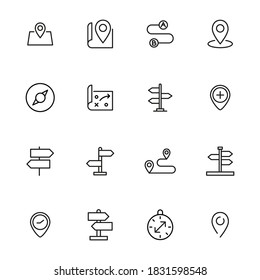 Icon set of location. Editable vector pictograms isolated on a white background. Trendy outline symbols for mobile apps and website design. Premium pack of icons in trendy line style.