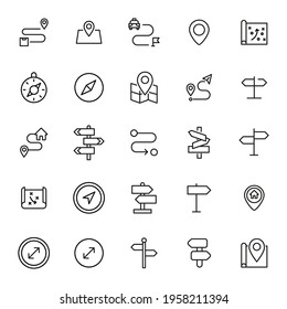 Icon set of location. Editable vector pictograms isolated on a white background. Trendy outline symbols for mobile apps and website design. Premium pack of icons in trendy line style.