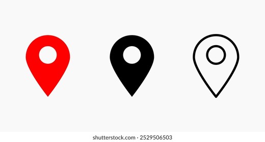 Localização do conjunto de ícones, mapas, ponteiro, pin, posição. adequado para elementos de design têm estilos de ícone de glifo e contorno e estão no formato de arquivo eps