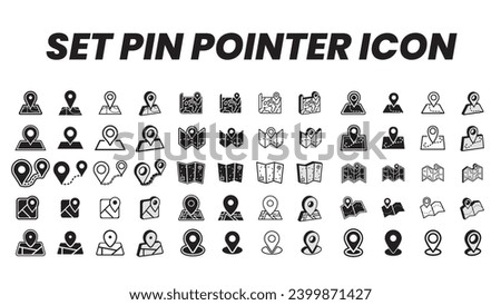 icon set location pin sign. pointer navigation symbol. GPS tag collectiion icon set poin on map vector. 