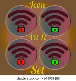 Icon set with locked and unclocked WI-FI.