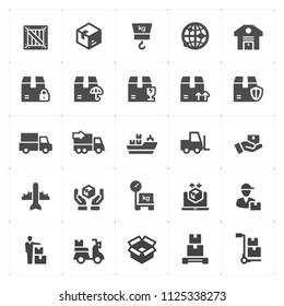 Icon set - logistic and delivery  filled icon style vector illustration on white background