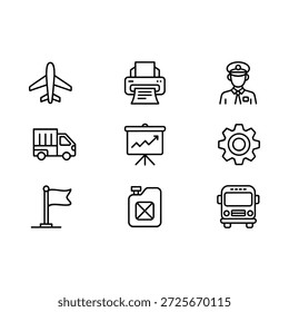 ícone definido para serviços de logística e transporte