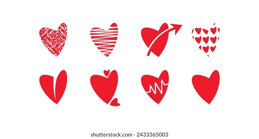 icon set logo design red heart icon, heart icon