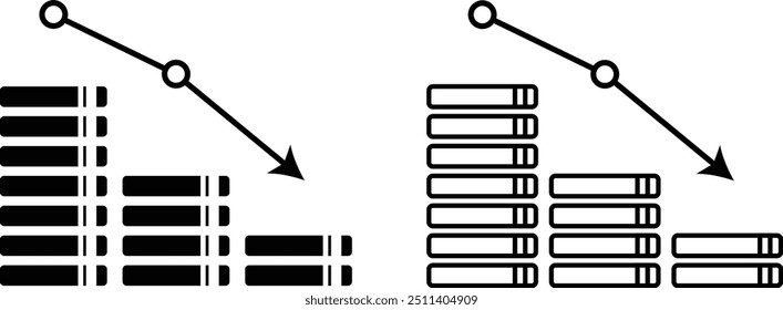 Icon set of losing money gradually