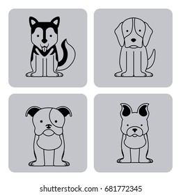 icon set love dogs