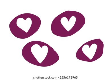 icon set of Love Heart Symbol Icons .  Illustration Set with Solid and Outline Vector Hearts pink and purple color. editable eps10